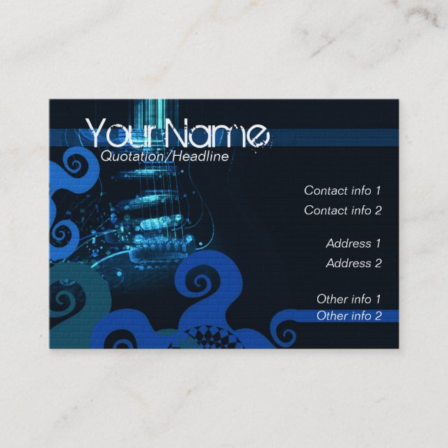 GUITAR ART BLUE BiG Business Card-mall Visitkort (Framsida)