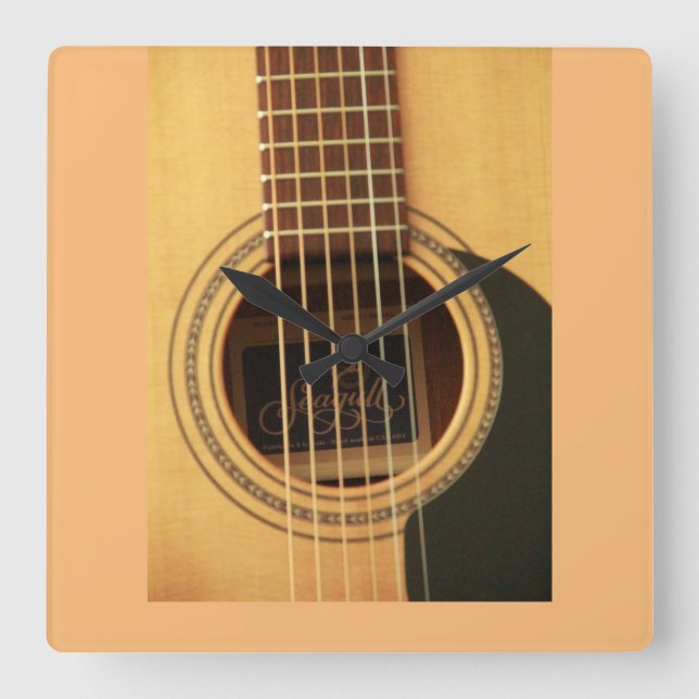 GUITAR ART Wall Clock Fyrkantig Klocka (Framsida)