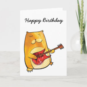 Guitar Bear Birthday Card Kort