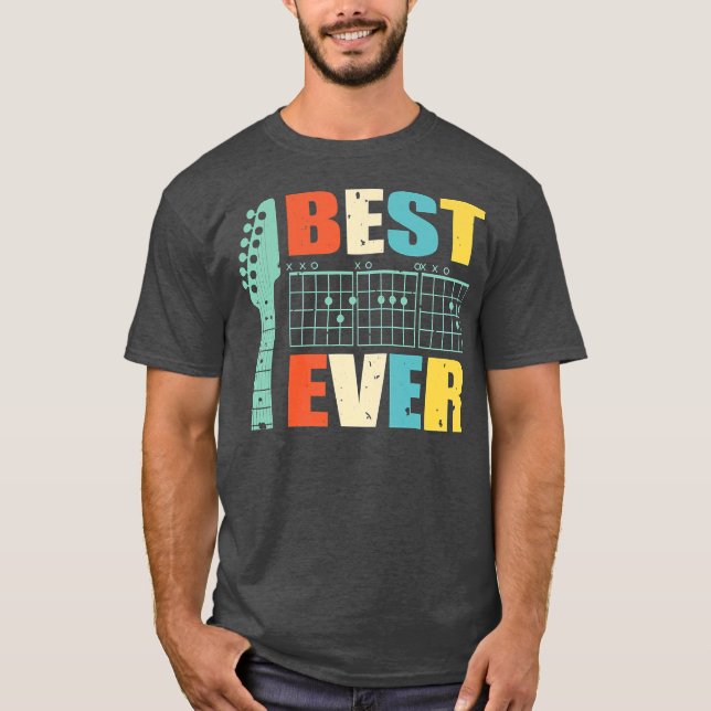 Guitar Best Dad Ever Guitarist Funny Father's day T Shirt (Framsida)
