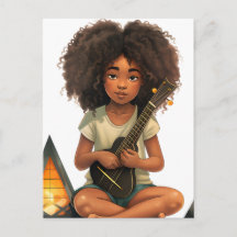 Guitar Black Girl Magmelanin brunhudsflickor