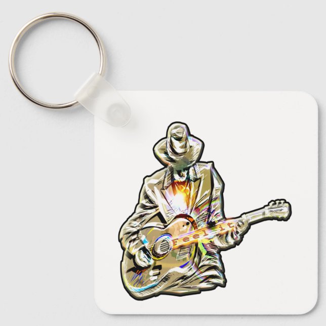 Guitar Blues Mann - Känn det Nyckelring (Framsida)