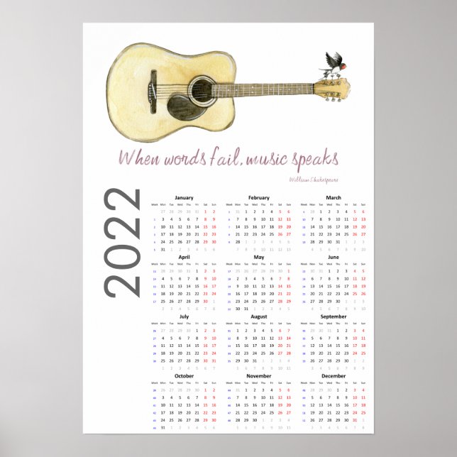 Guitar Calendar 2022 Poster (Framsidan)