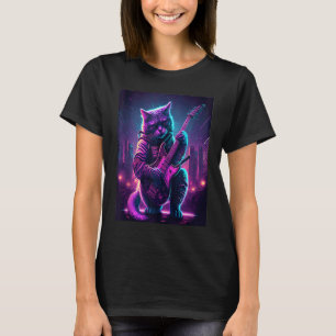 Guitar Cat Kitten spelar en elektrisk Guitar Synth T Shirt