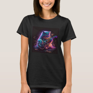 Guitar Cat Kitten spelar en elektrisk Guitar Synth T Shirt