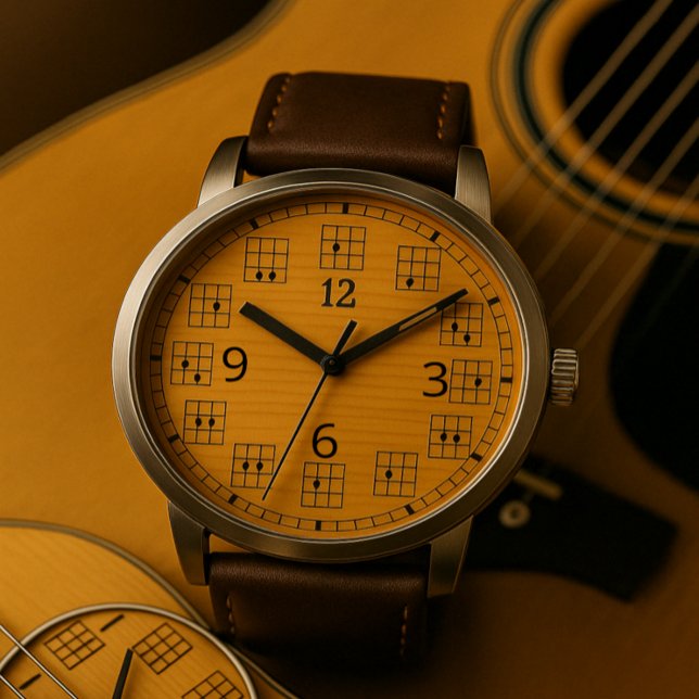 Guitar Chords Clock Ansikte på Wood Armbandsur (Skapare uppladdad)