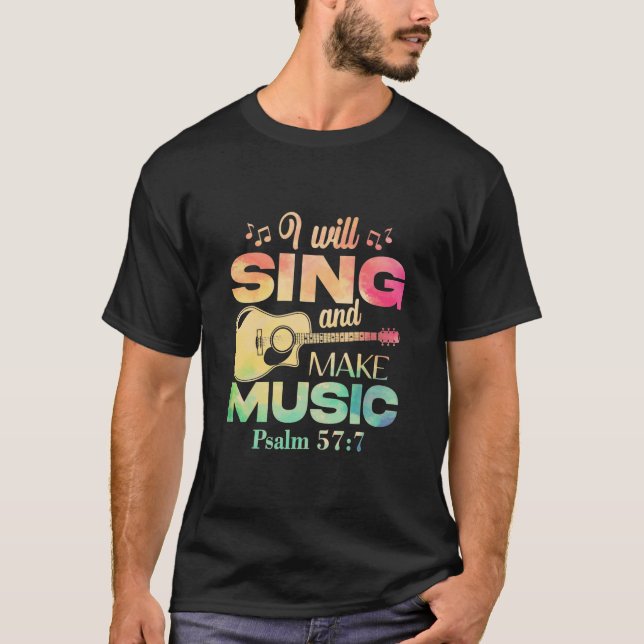 Guitar - Christian Music Church Singer Guitar Jesu T Shirt (Framsida)