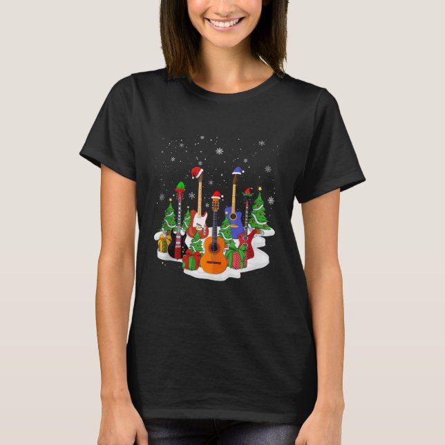 Guitar Christmas Decor Musical Guitar Lovers Guita T Shirt (Framsida)