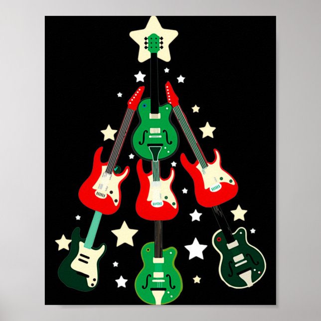 Guitar Christmas T Shirt  Poster (Framsidan)
