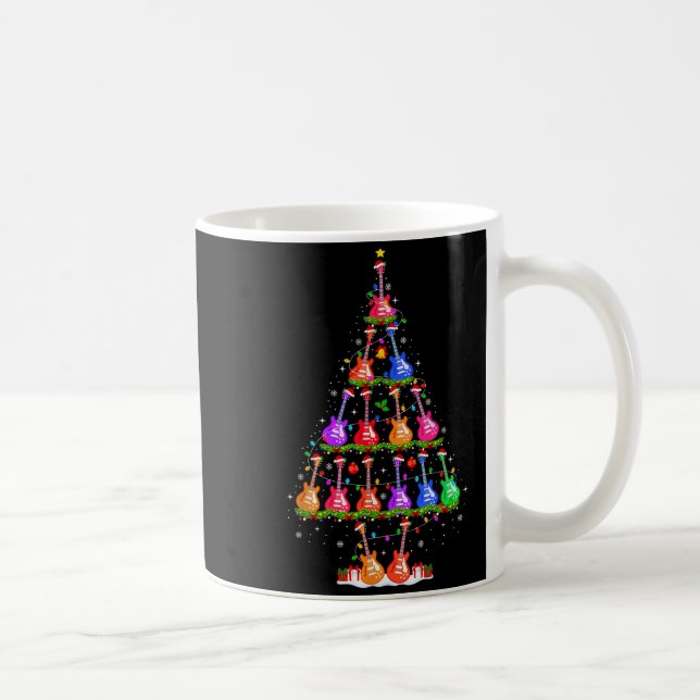 Guitar Christmas Tree Lights Funny Xmas Pajamas Gu Kaffemugg (Höger)