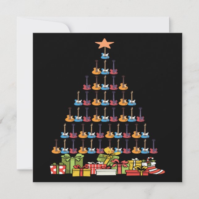 Guitar Christmas Tree Music Lover Merry Xmas Gift Inbjudningar (Framsida)