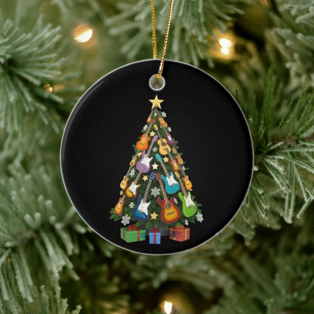Guitar Christmas Tree Theater Musical Lover Merry  Julgransprydnad Keramik (Träd)
