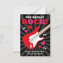 Guitar Classroom Valentine Cards för barn Anteckningskort