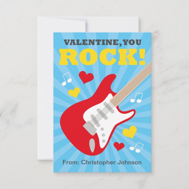 Guitar Classroom Valentine Cards för barn Inbjudningar (Framsida)