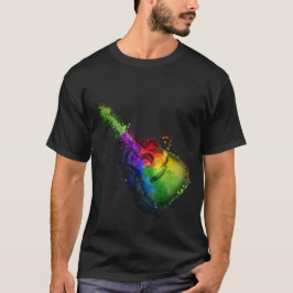 Guitar Colorful Splatter Design T Shirt