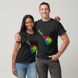 Guitar Colorful Splatter Design T Shirt