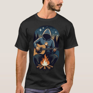 guitar crossed with matchstick flame / campT-Shirt T Shirt