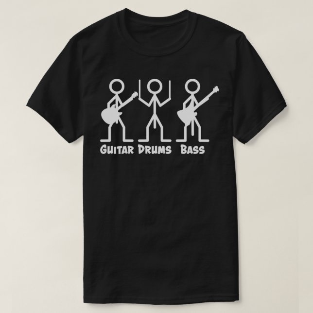 Guitar Drums Bass (vit) T-Shirt (Design framsida)