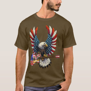 Guitar Eagle Patriotic American Red White and Blue T Shirt