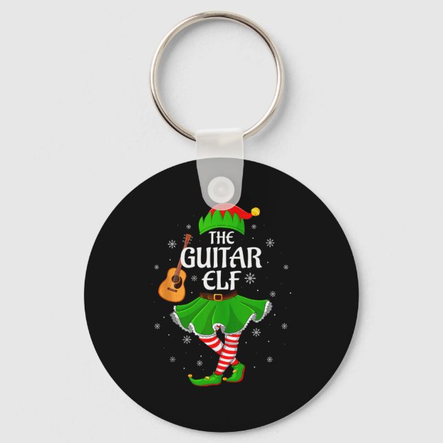 Guitar Elf Christmas Family Girls Women Elf Squad  Nyckelring (Framsida)