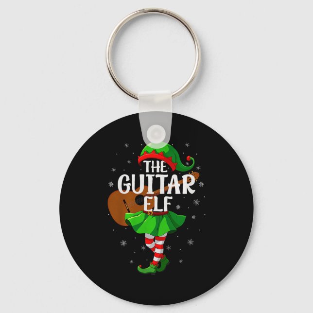 Guitar Elf Christmas Girls Women Elf Squad Xmas Fa Nyckelring (Framsida)