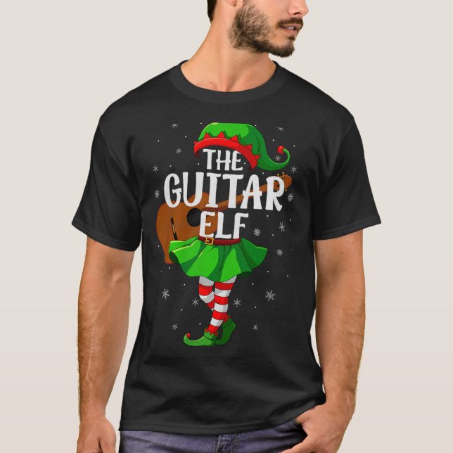 Guitar Elf Christmas Girls Women Elf Squad Xmas Fa T Shirt (Framsida)