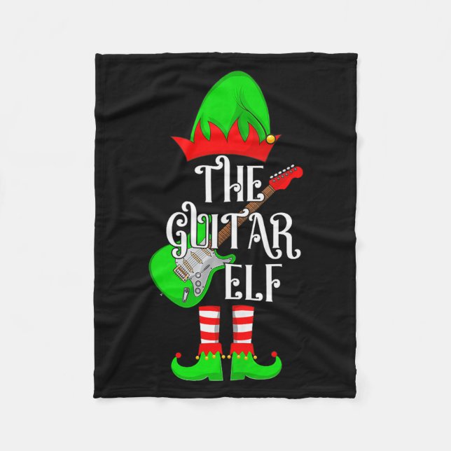 Guitar Elf Christmas Pajamas Matching Family Elf S Fleecefilt (Framsidan)
