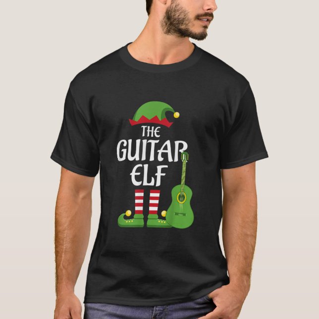 Guitar Elf-familjens matchningsgrupp jul  T Shirt (Framsida)