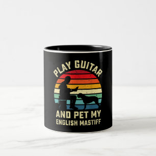 Guitar Engelska Morsa Älskare Guitarist Pet Hund Två-Tonad Mugg