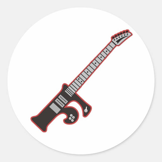 Guitar F Runt Klistermärke (Framsida)