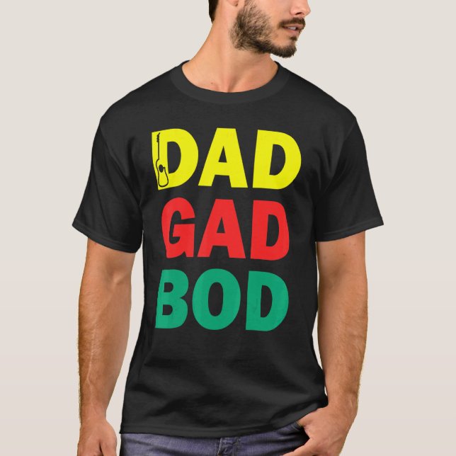 Guitar Far Figur Pappa Bod Day Dadgadbod Guitar T Shirt (Framsida)