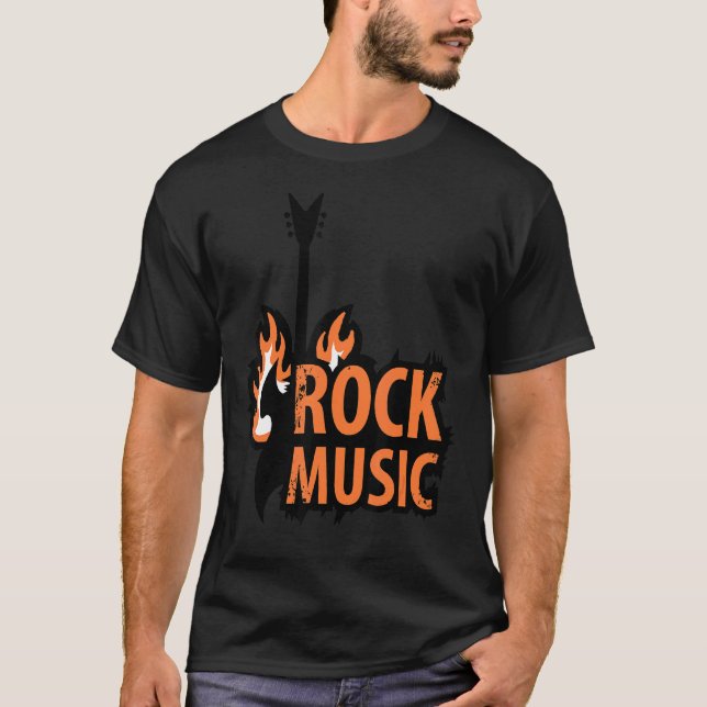Guitar Flames och Rock and roll T Shirt (Framsida)