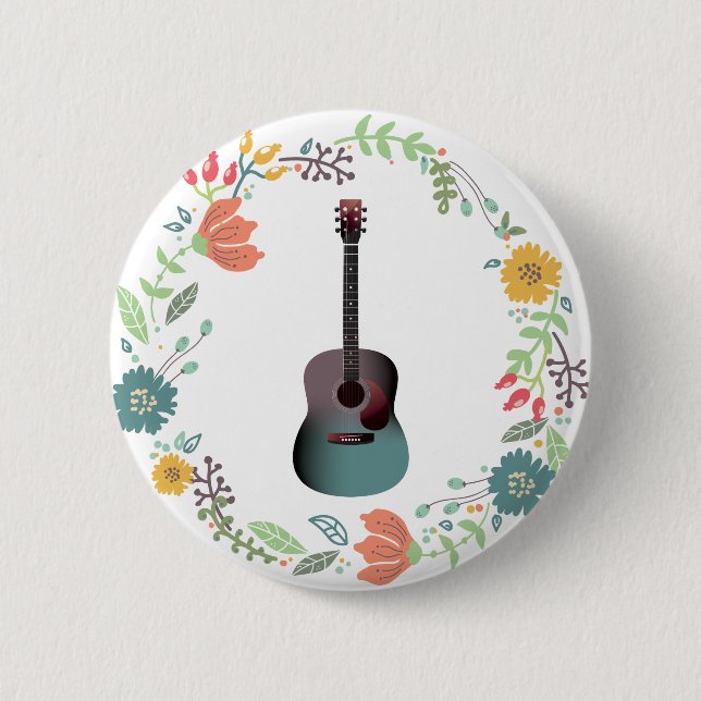 Guitar Flower Ring Knapp (Framsida)