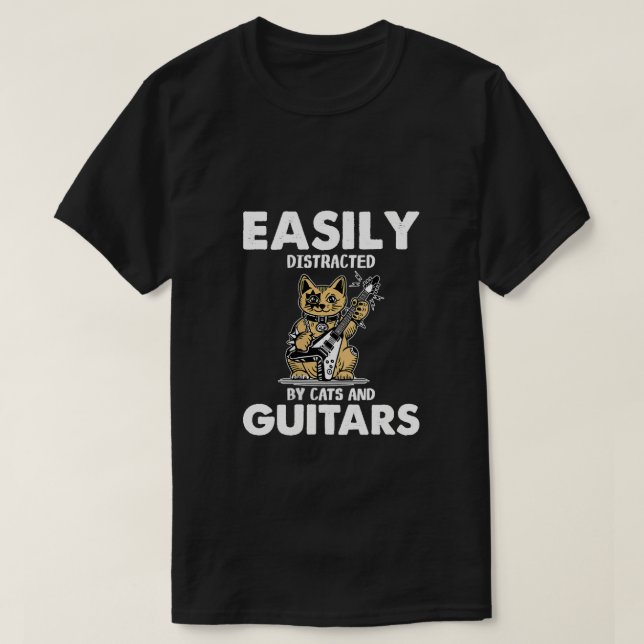 Guitar för köttuppspelning | Enkel distraherad av  T Shirt (Design framsida)