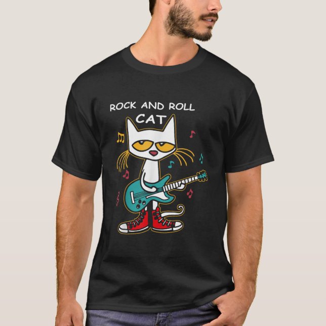 Guitar Funny Guitar Cat från rock and roll Cat Pat T Shirt (Framsida)