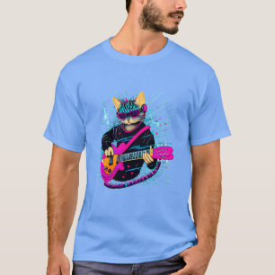 Guitar Funny Guitar Cat från sten (17) T Shirt