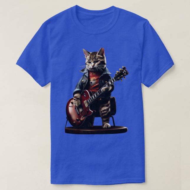 Guitar Funny Guitar Cat från sten (19) T Shirt (Design framsida)