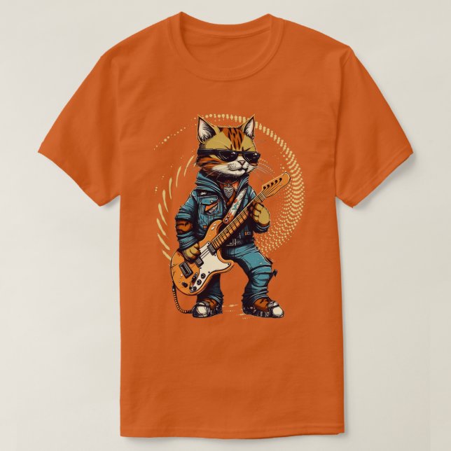 Guitar Funny Guitar Cat från sten (21) T Shirt (Design framsida)