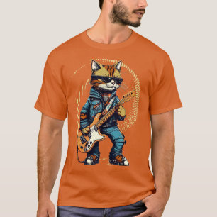 Guitar Funny Guitar Cat från sten (21) T Shirt
