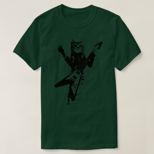 Guitar Funny Guitar Cat från sten (31) T Shirt (Design framsida)