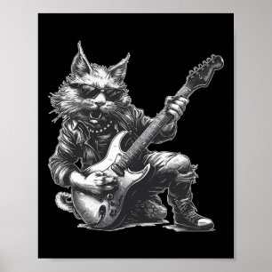 Guitar Funny Guitar Cat från sten Cat Pat Poster
