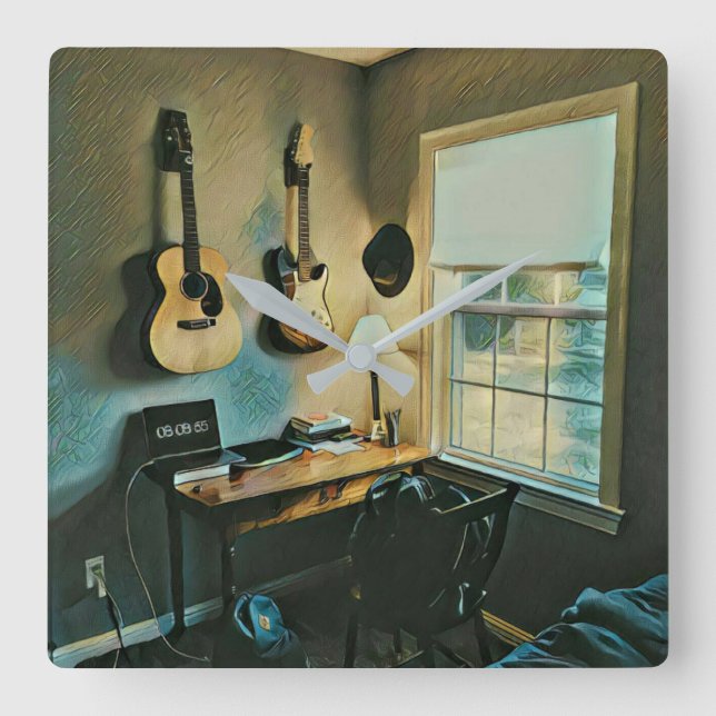 Guitar-gåvor till flickvän fyrkantig klocka (Framsida)