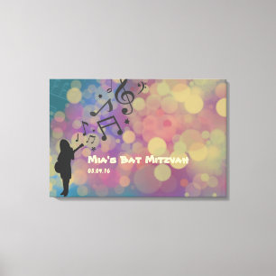 Guitar Girl Bat mitzvah Sign-In Board Canvastryck