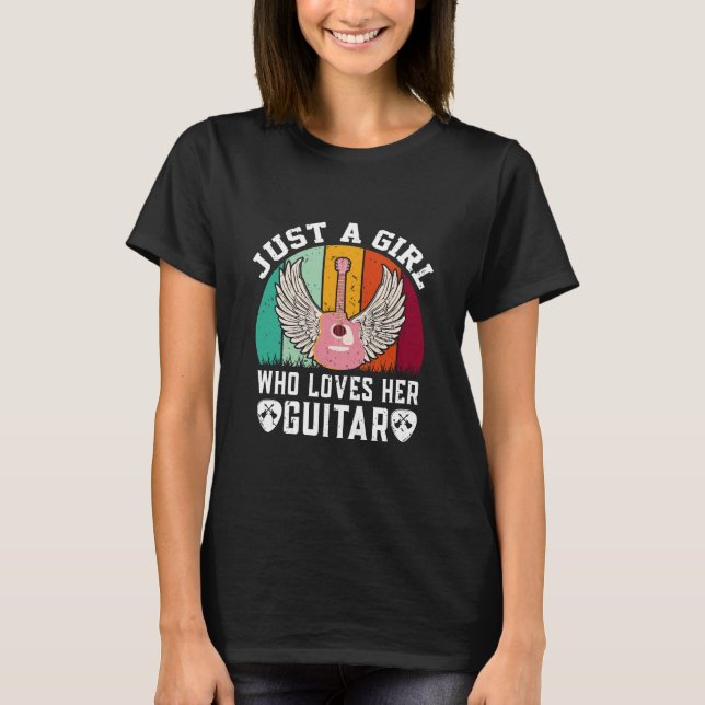 Guitar Girl Guitarist Guitar Player Älskare T-shir T Shirt (Framsida)