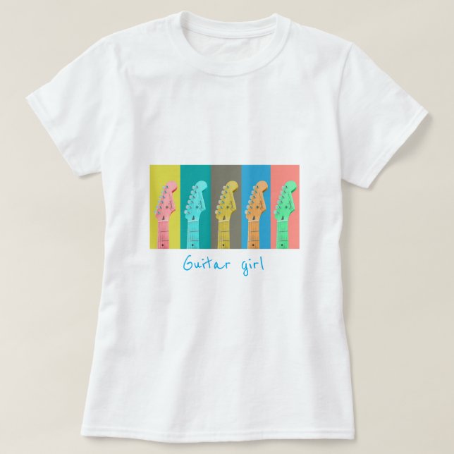 Guitar Girl pastel retro modern musik T Shirt (Design framsida)