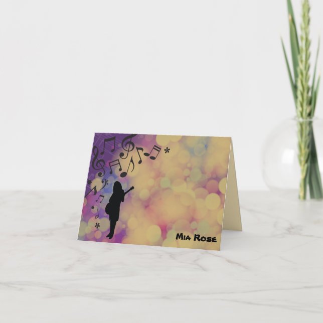 Guitar GirlBat Mitzvah Tack för kortet (Framsida)