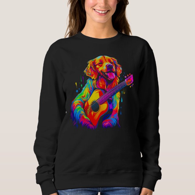 Guitar Golden Retriever Dog T Shirt (Framsida)