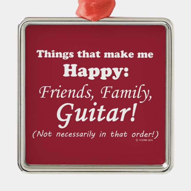 Guitar gör mig Lycklig Julgransprydnad Metall (Framsidan)