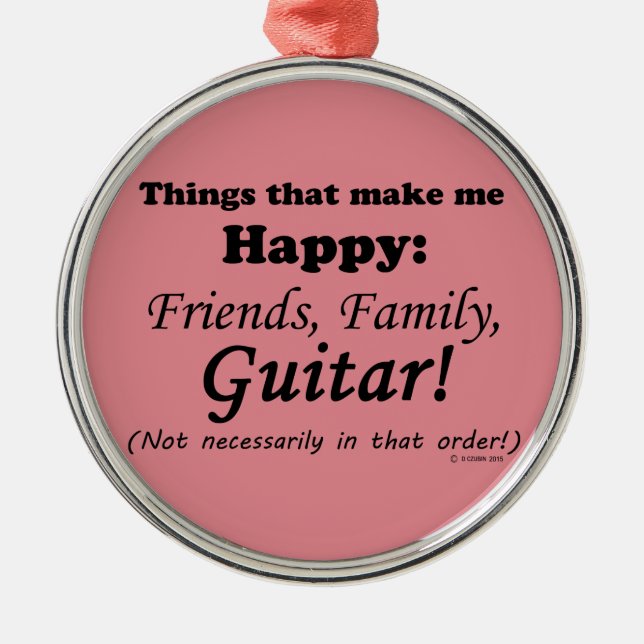 Guitar gör mig Lycklig Julgransprydnad Metall (Framsidan)