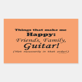 Guitar gör mig Lycklig Rektangulärt Klistermärke